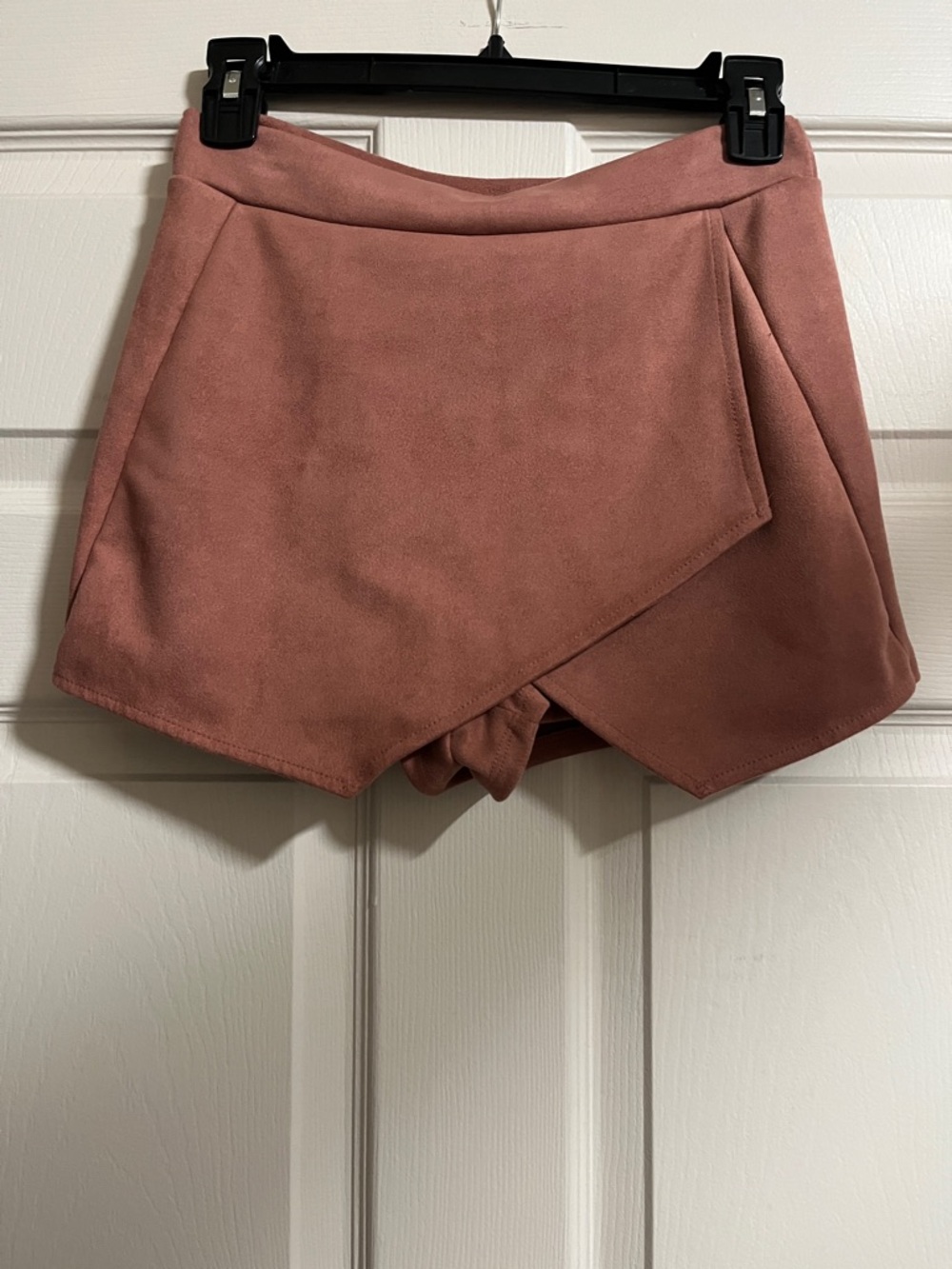 Lovely Day Faux Suede Wrap Skort in Dusty Rose